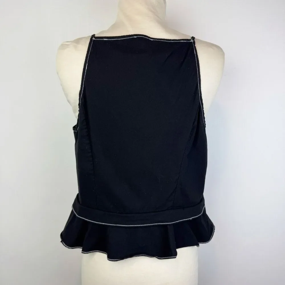 Maeve Tailored Square-Neck Peplum Top Medium minimalist structured - Picture 5 of 10